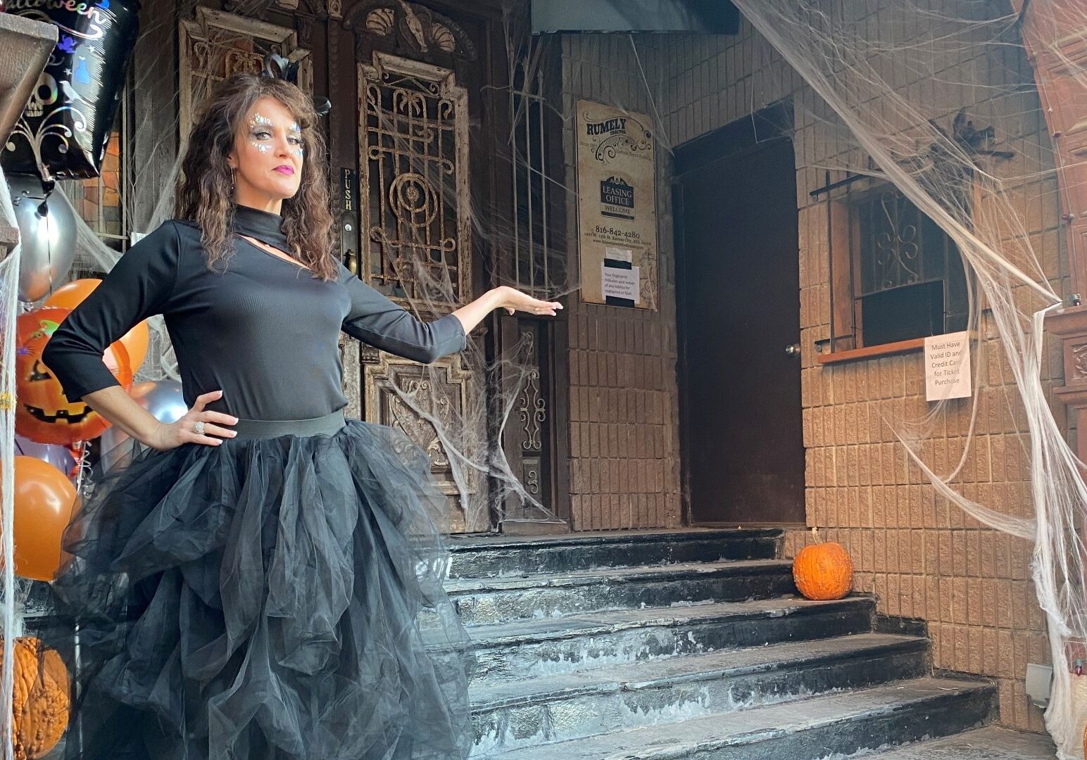 Amber Arnett-Bequeaith, also known as The Queen of Haunts, poses on the steps of The Beast haunted house.
