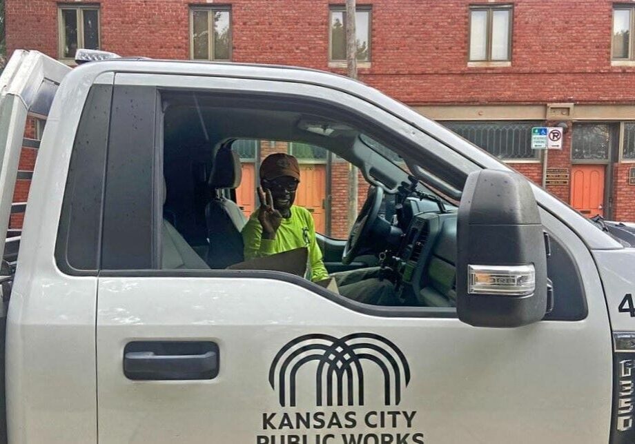 David Richardson, a Kansas City Public Works employee, sitting in a city truck.