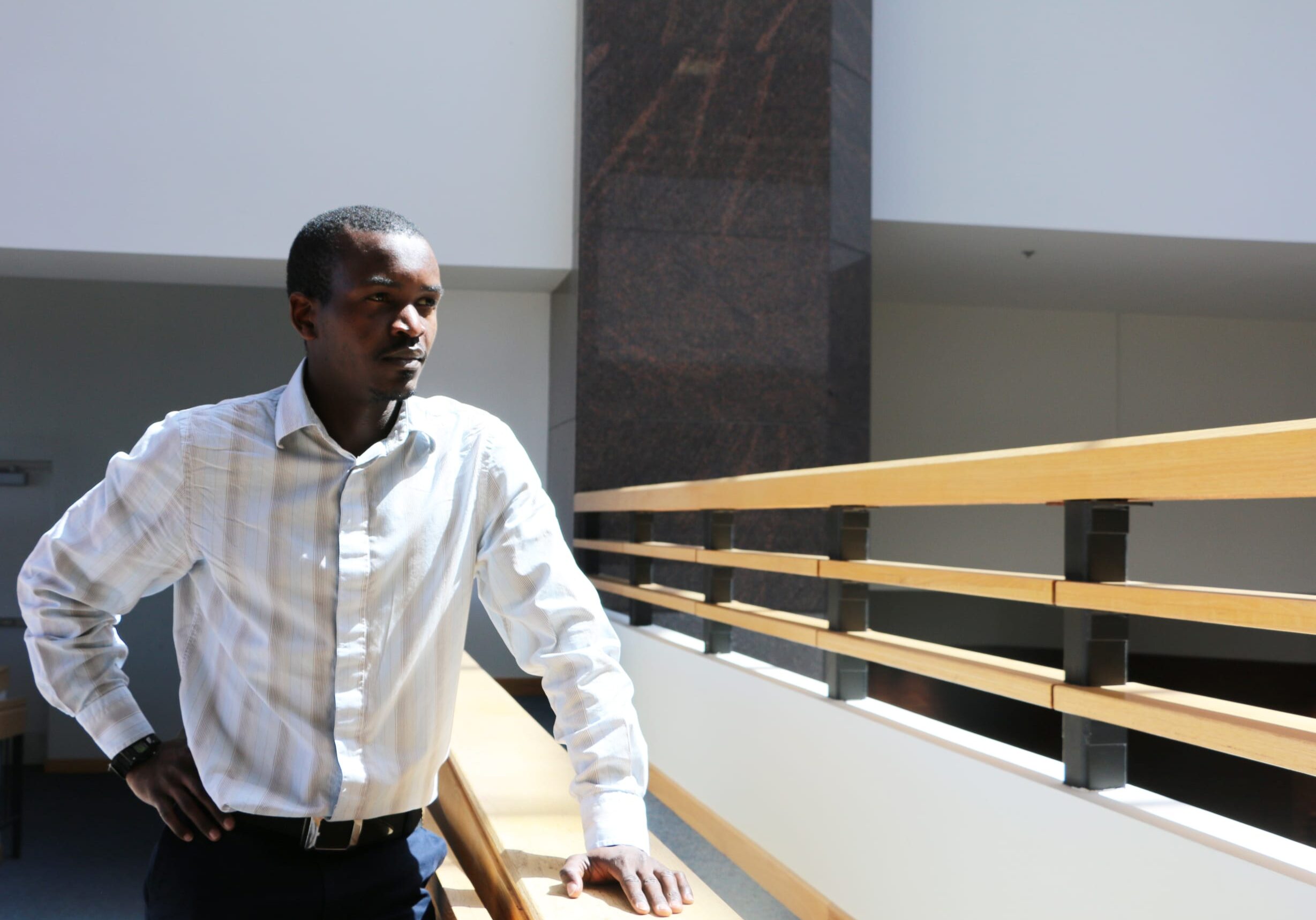 “I’m utilizing every opportunity that comes my way,” says Henry Lubega, a Ugandan student at Johnson County Community College. (Photo: Daniel Boothe | Flatland)