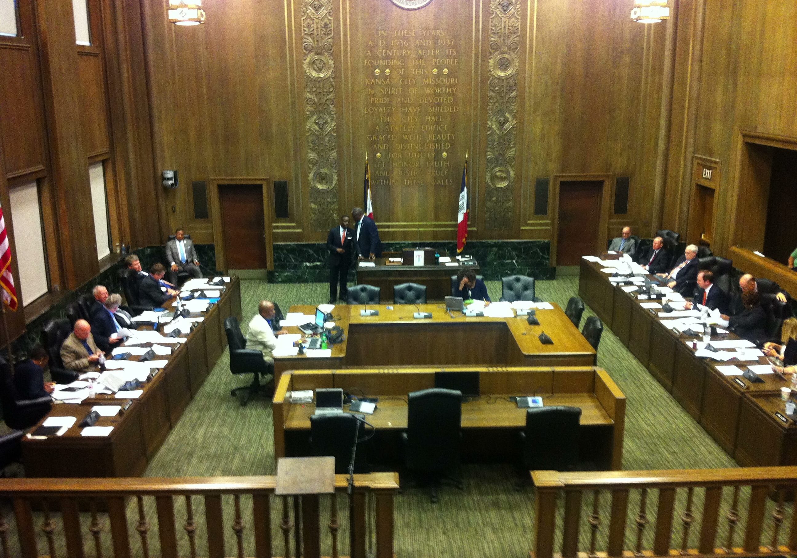 The City Council moments before voting on the Minimum Wage Ordinance. Photo by: Daniel Boothe