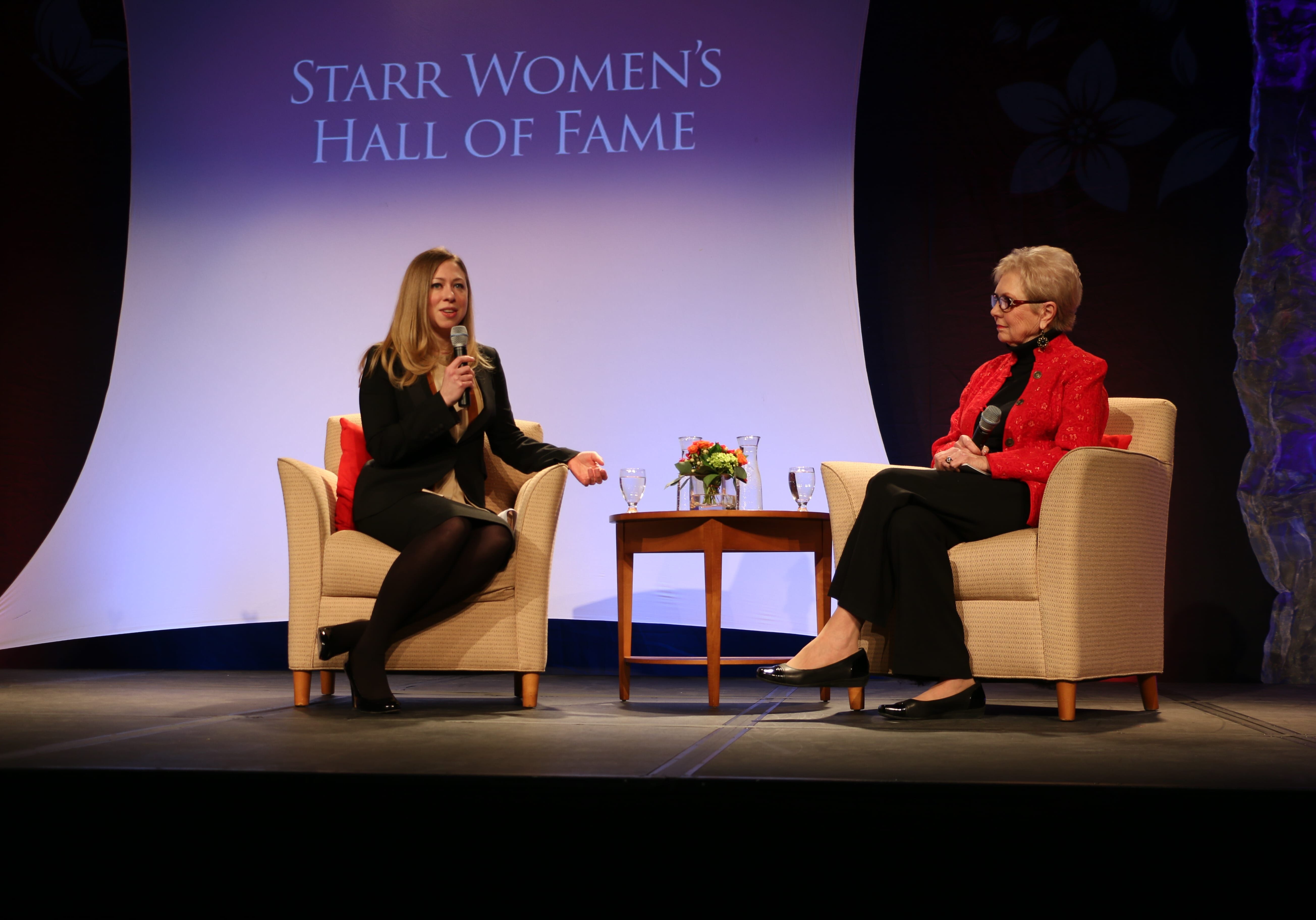 Chelsea Clinton and Kay Barnes