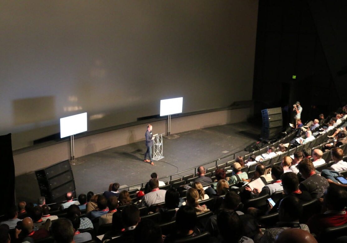 Dave Edwards, VP and Engineering Fellow at Cerner, speaks about healthcare solutions at the Big Data Summit. (Photo: Daniel Boothe | Flatland) 
