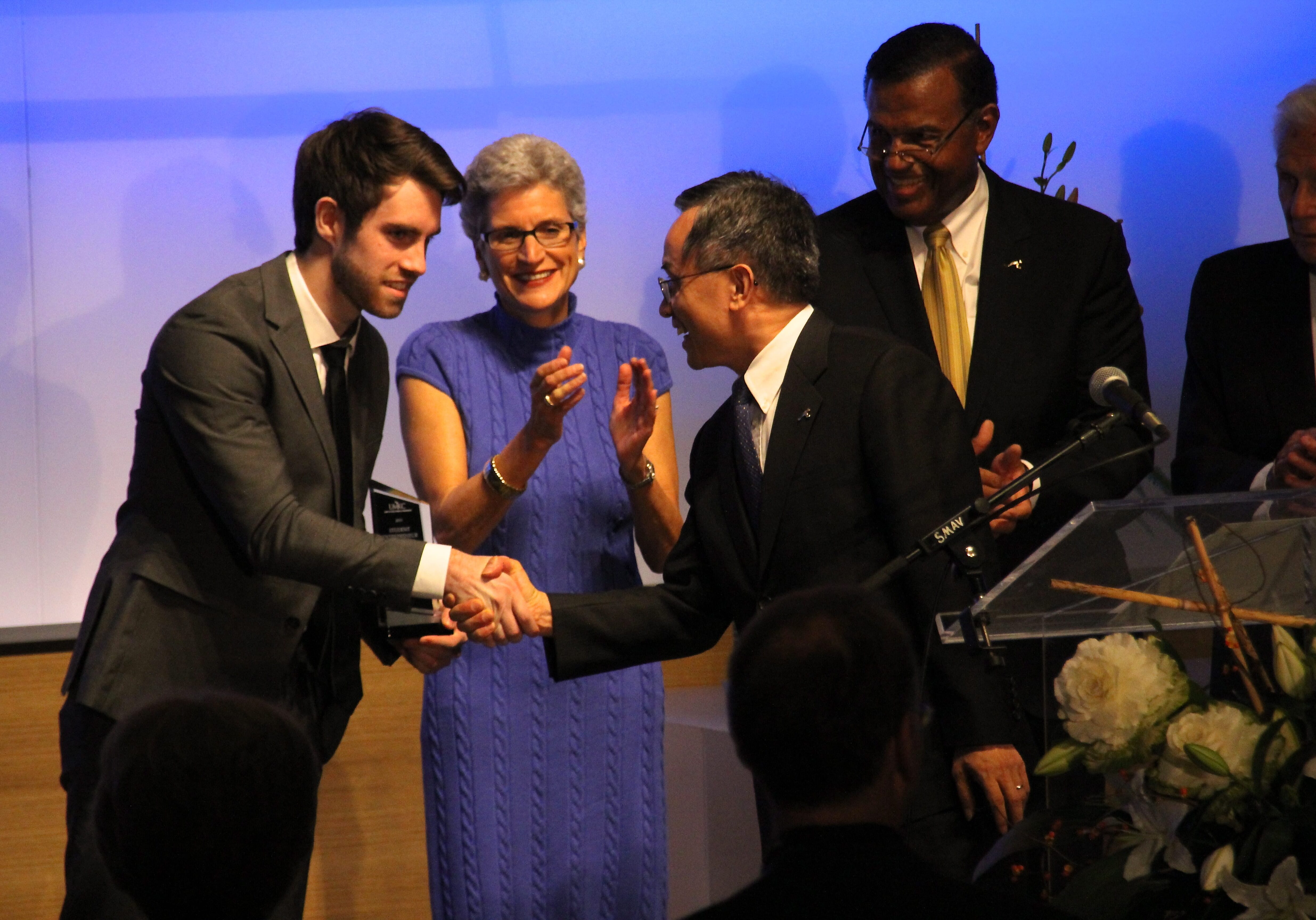 Alec Matlock receiving award for Student Entrepreneur of the Year