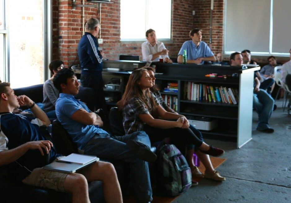 Participants at the Space Apps Challenge learn what their assignments will be for the weekend. 