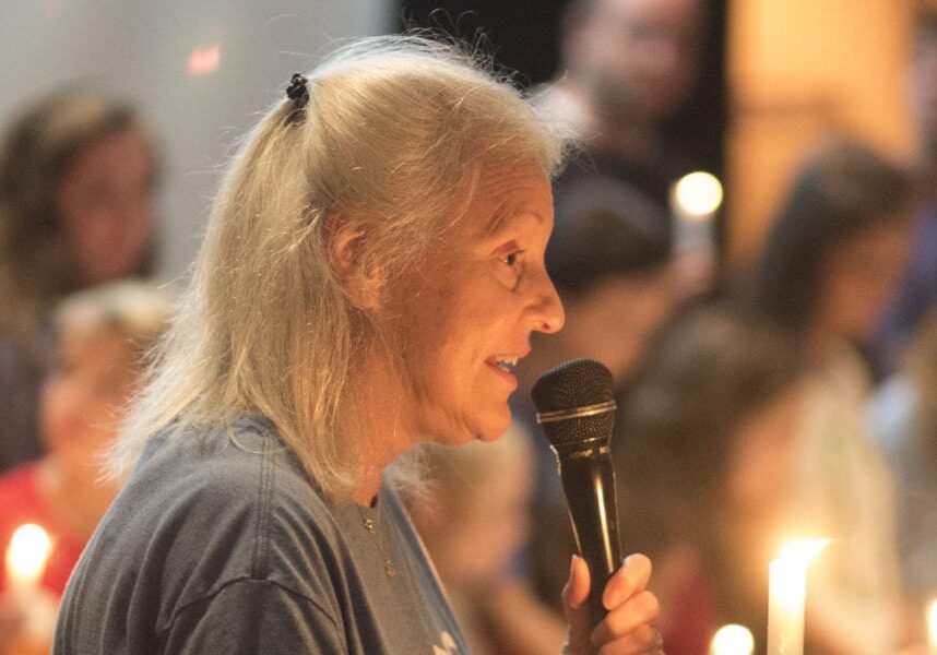 Jill Maidhoff speaking at vigil