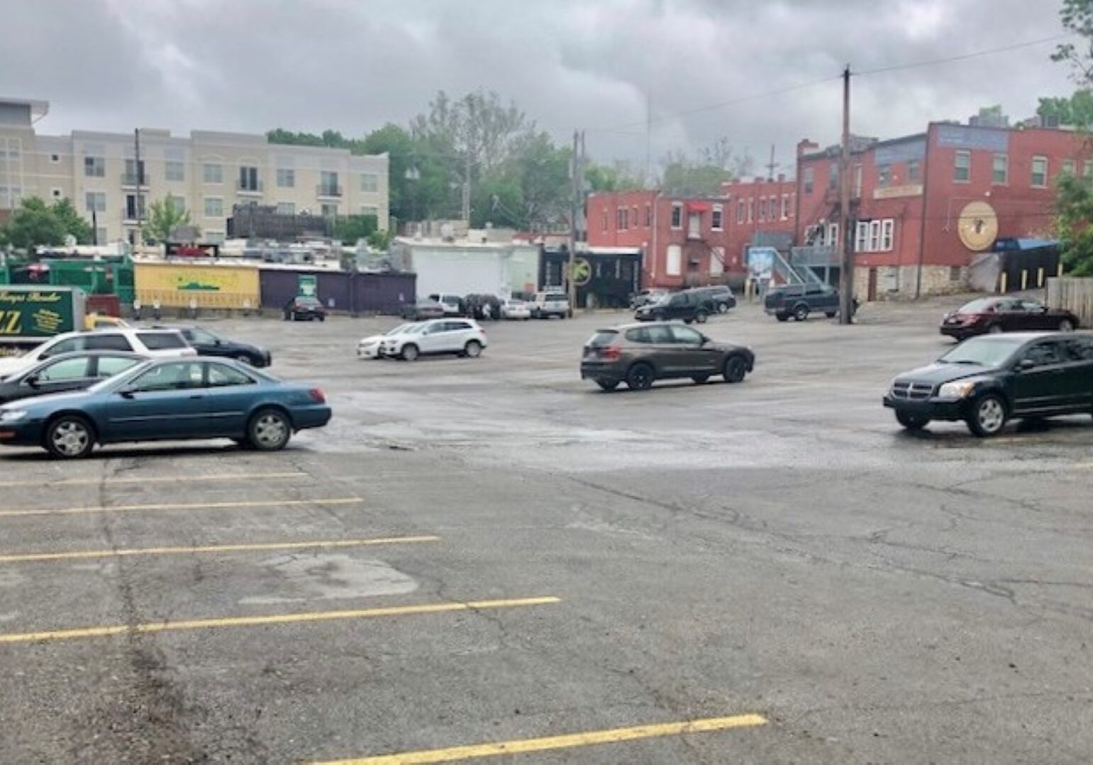 The Jamestown Square project would replace this surface across State Line Road from KU Med.