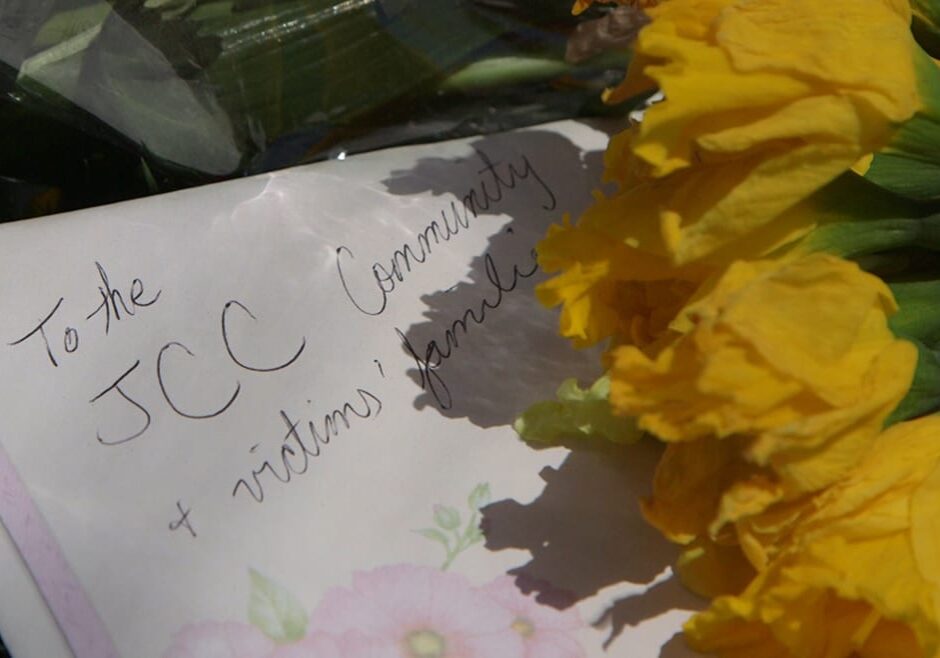 Photo of card with inscription and flowers