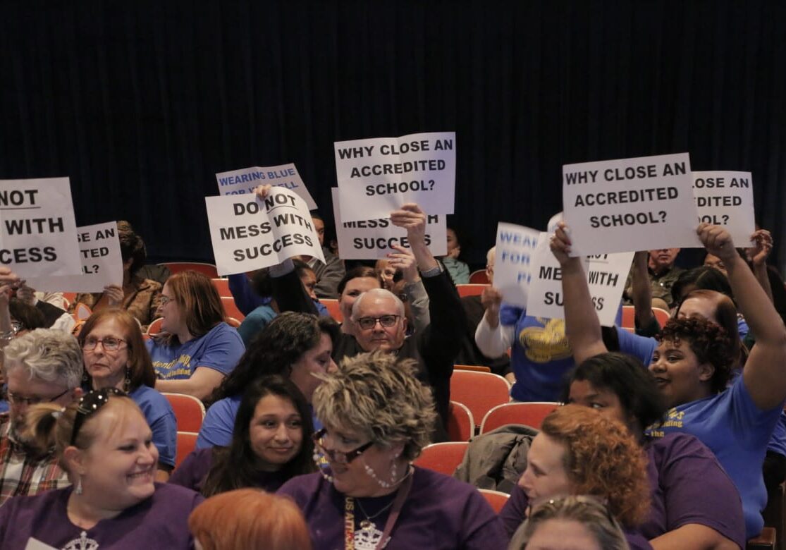 Wendell Phillips supporters at school board meeting