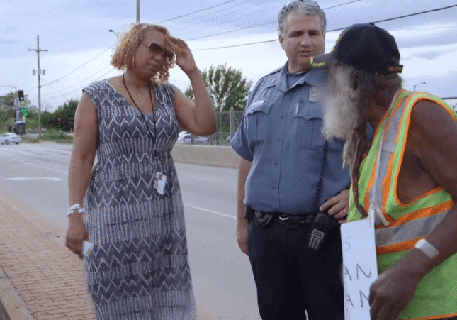 Officer and liason with man on street