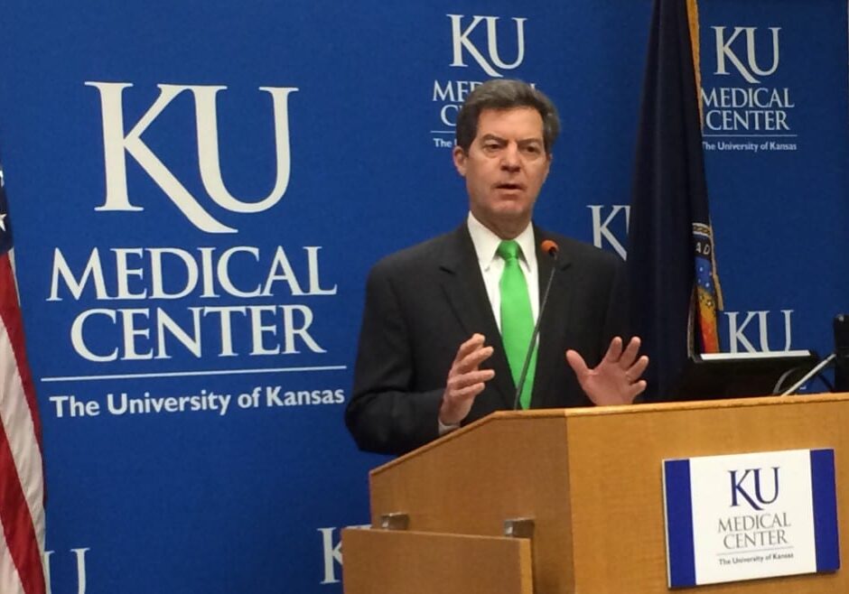 Kan. Governor Sam Brownback announces bond funding for new KU Med building. (Alex Smith/KCUR)