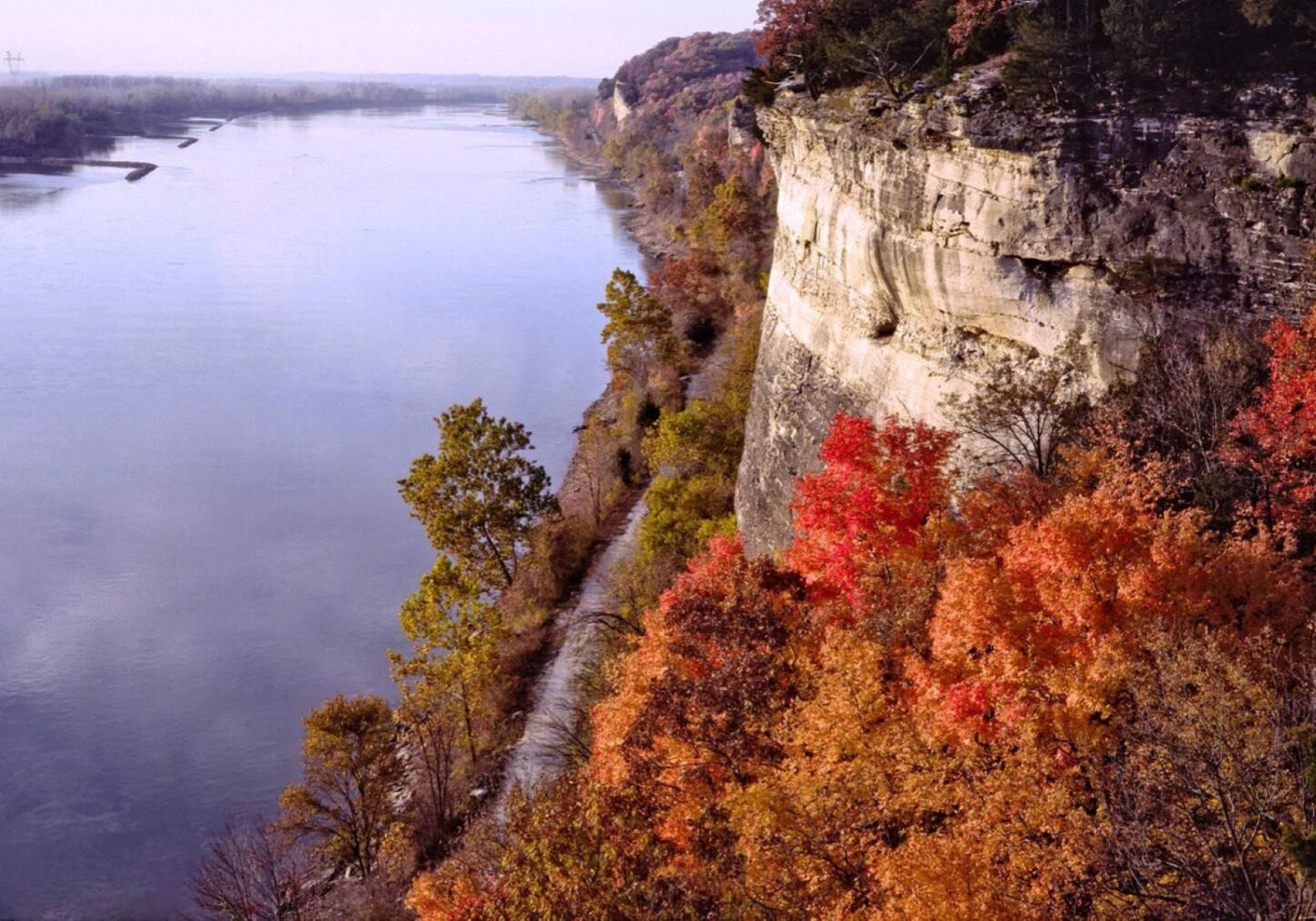 Bicyclists and hikers can travel into the middle of fall color when they hit the Katy Trail in October.