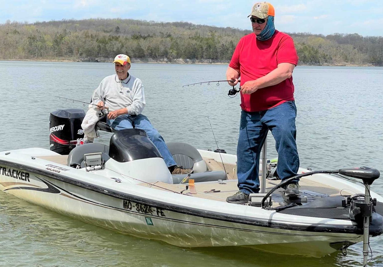 Ken White (left) fished with longtime friend Les Jarman, a guide at Stockton Lake, on a recent weekday.