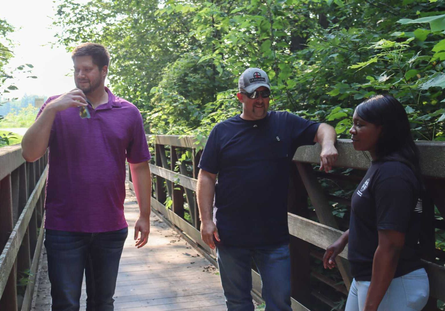 Longtime employees at Lake City Army Ammunition Plant and Machinists Union members are protesting proposed budget cuts that could threaten their jobs. From left to right: Scott Brown, Ryan Waddell and Diana Dierking.