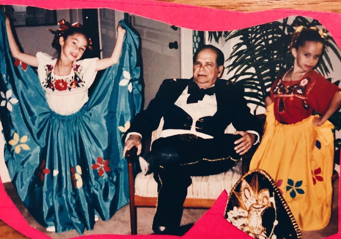 Vicky Diaz-Camacho (left) poses with her grandfather and sister. (Contributed)