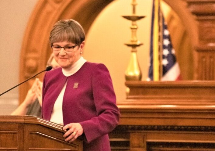 Kansas Gov. Laura Kelly delivering her first state-of-the-state speech to a joint session of the Legislature in 2019.
