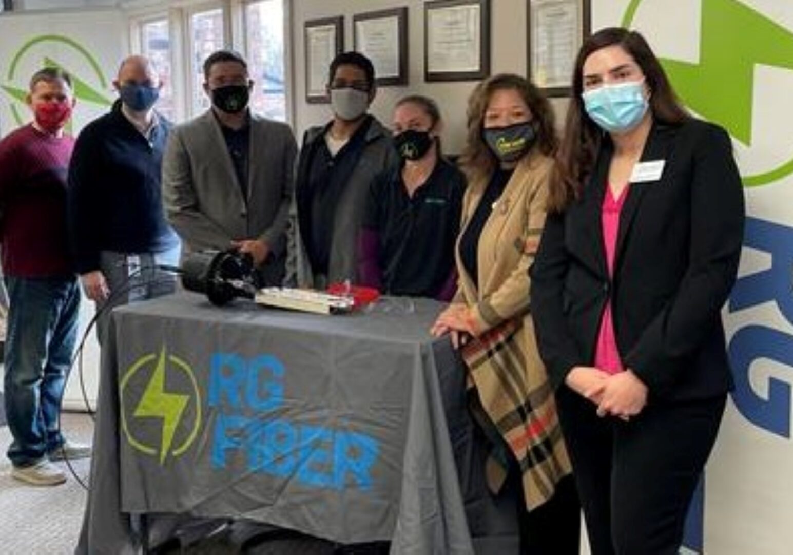 Attendees at the launch of gigabit service at Edgewood Homes in Lawrence.