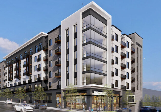 Lux Living is planning this 228-unit apartment building at the corner of 19th and Broadway in the Crossroads.