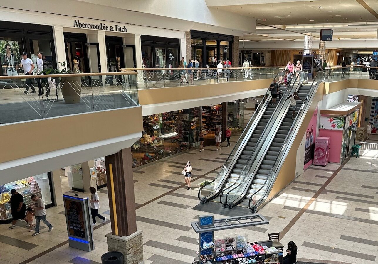 Shoppers at Oak Park Mall on a recent Saturday morning.