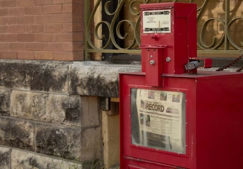 Marion County Record newspaper box.