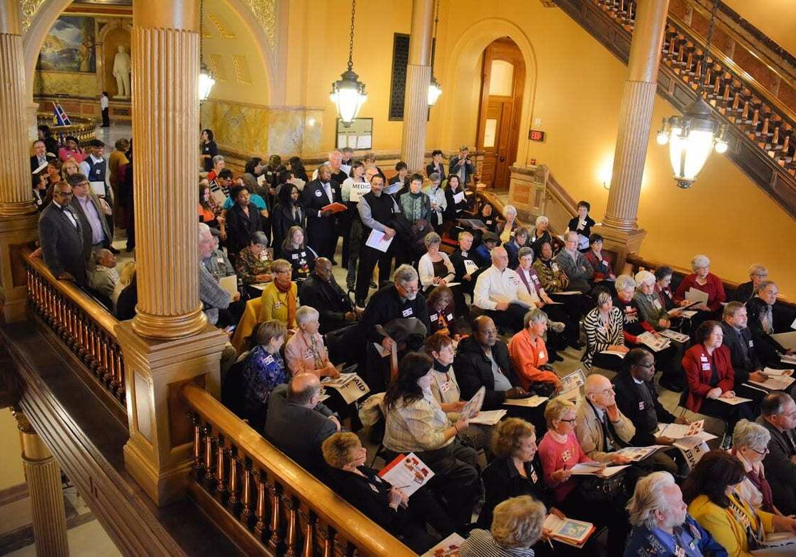 crowd at Kansas statehouse