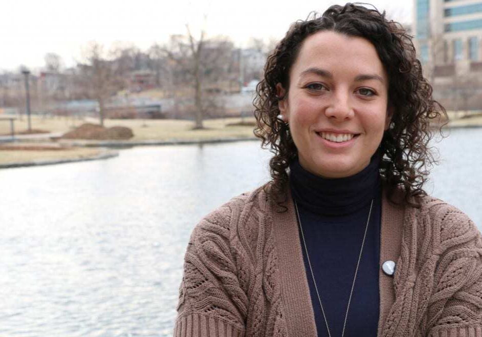 Melissa Roberts outside  of the Kauffman Foundation in Kansas City, Mo.