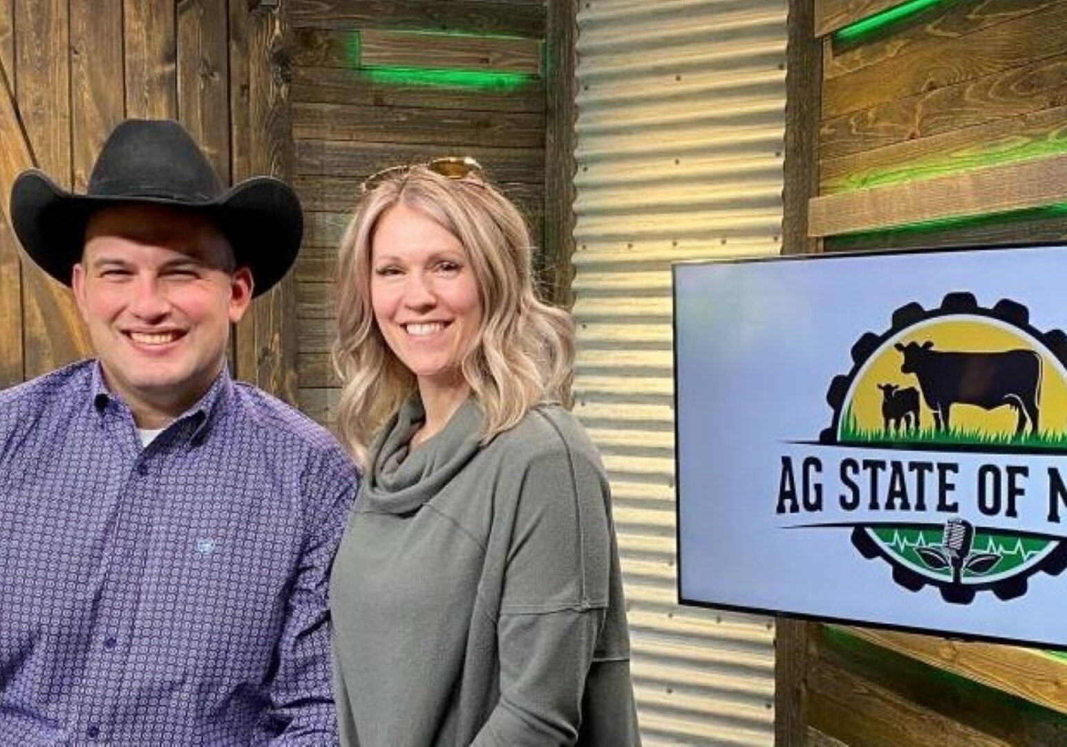 Jason and Keri Medows during a recording for Illinois Farm Bureau Women in Ag. Jason launched the "Ag State of Mind" podcast to discuss mental health issues in rural America.