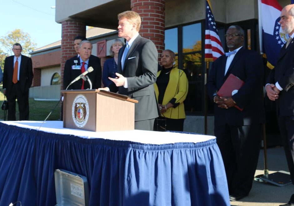 Missouri Attorney General Chris Koster speaking at press conference.