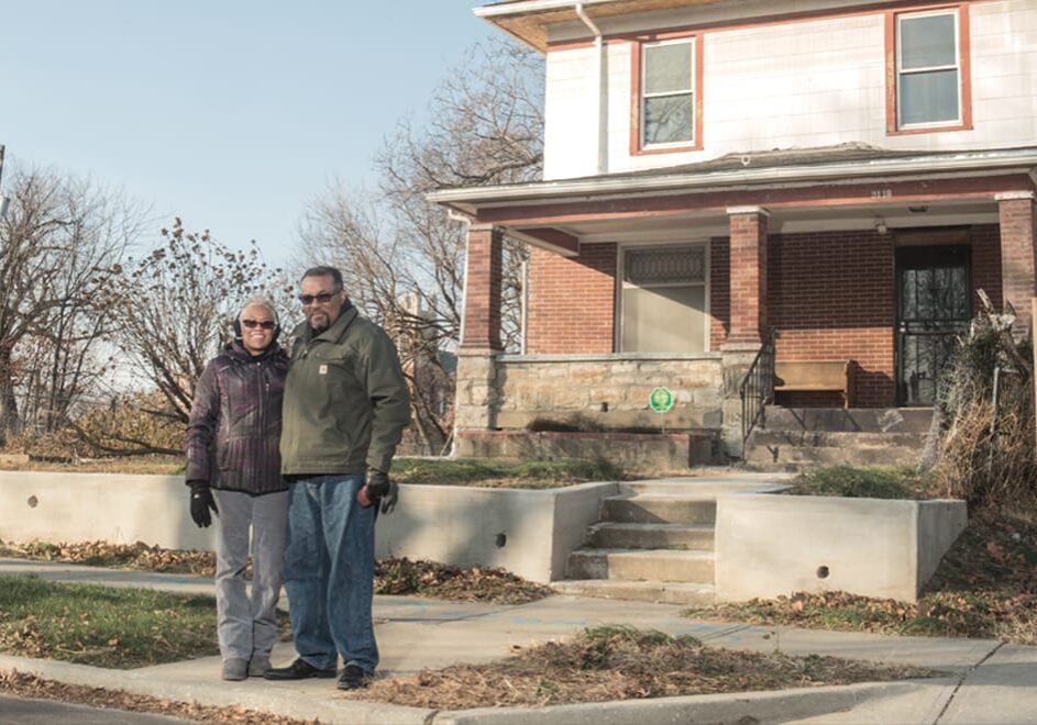 Wallace Hartsfield and his wife outside the youth resource center