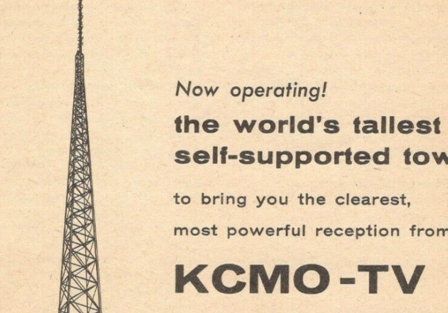 An advertisement of the KCMO-TV Tower from the '60s. (eBay)