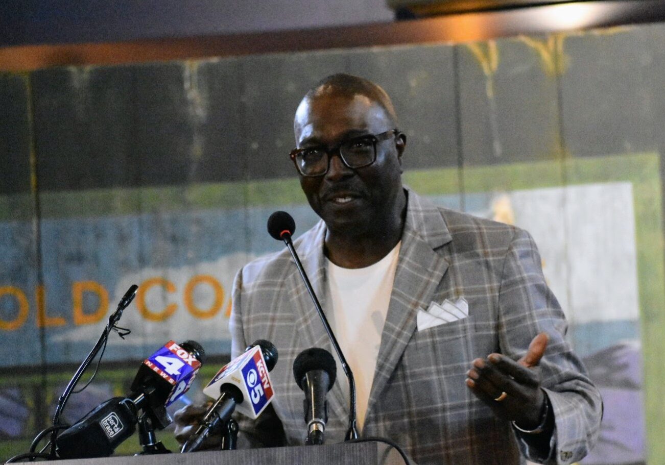 Negro Leagues Baseball Museum President Bob Kendrick speaks to members of the media May 29, 2024, about Major League Baseball’s decision to include Negro Leagues stats in official MLB record books.