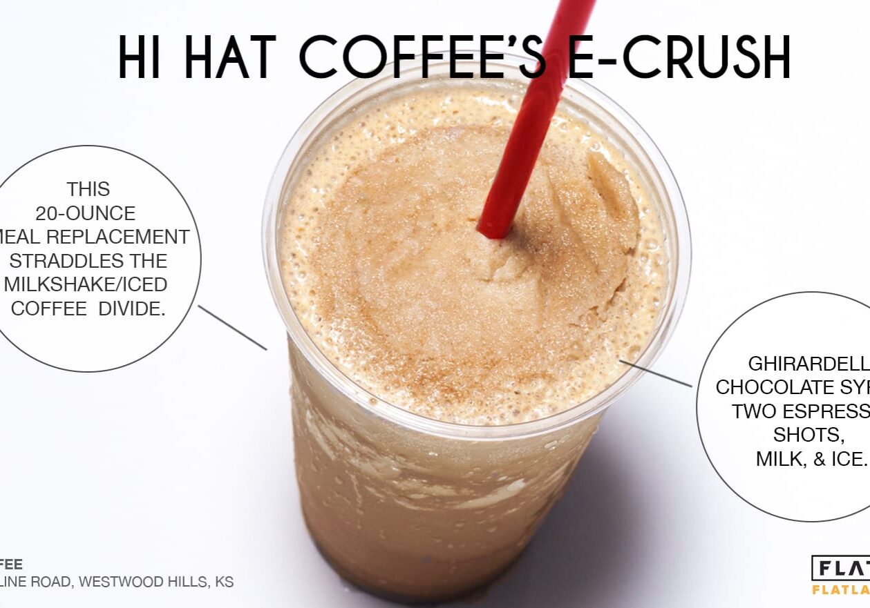 A shot of an iced coffee shake. 