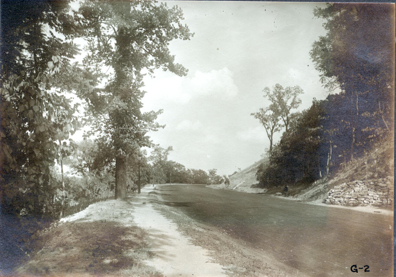 Archival image shows cliff drive.