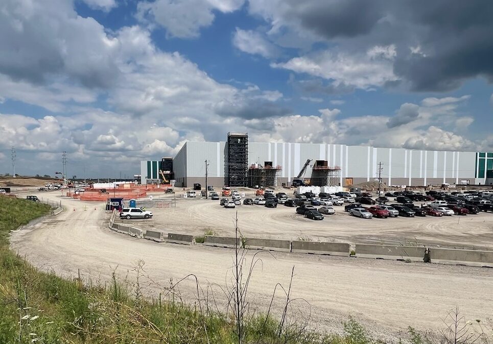 Panasonic Energy's electric vehicle battery plant is under construction in De Soto, Kansas.