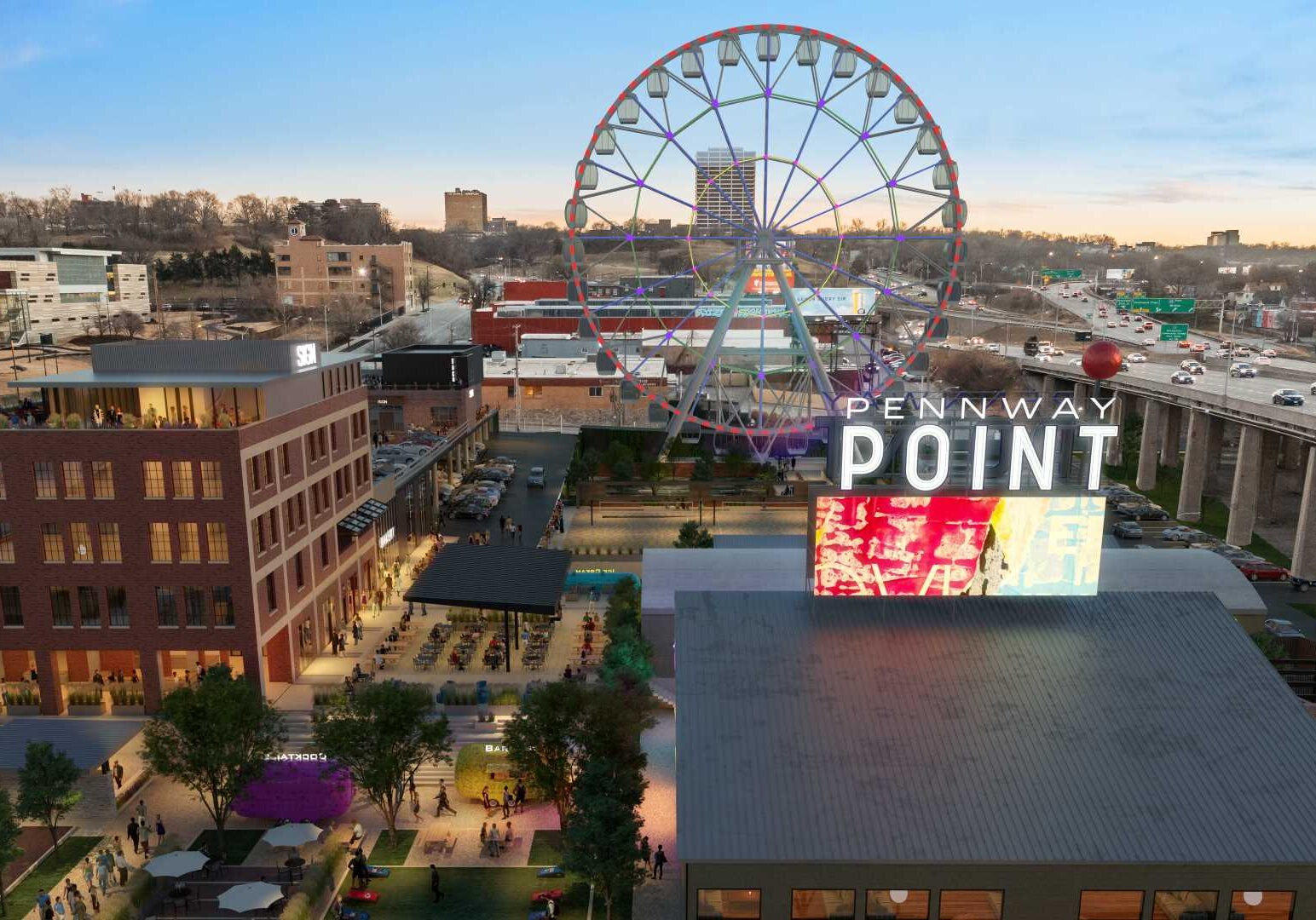 A rendering of how the Pennway Point entertainment proposal looking south.