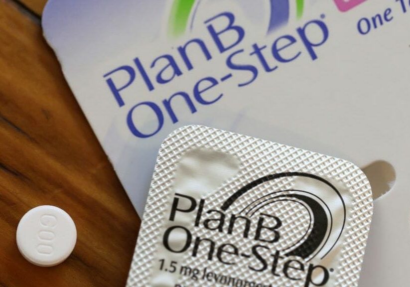 Plan B emergency contraception packages.