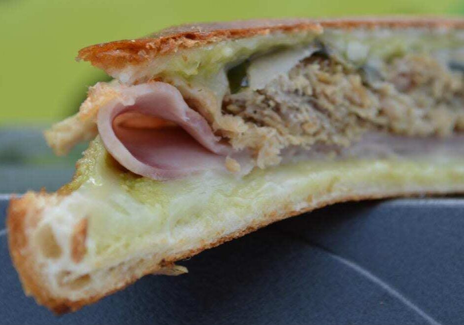 A closer look at the Cuban Sandwich from the Plantain District.