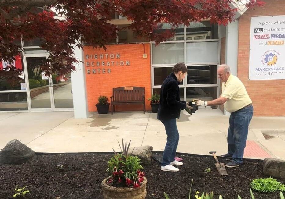 The Kansas City Downtown Lions Club has collected and recycled enough plastic bags in the past three years to get six benches, which are located throughout the area including this one in front of Kansas School for the Blind in Kansas City, Kan. The group’s most recent bench was placed outside Saint Francis Xavier Catholic Church in Kansas City.
