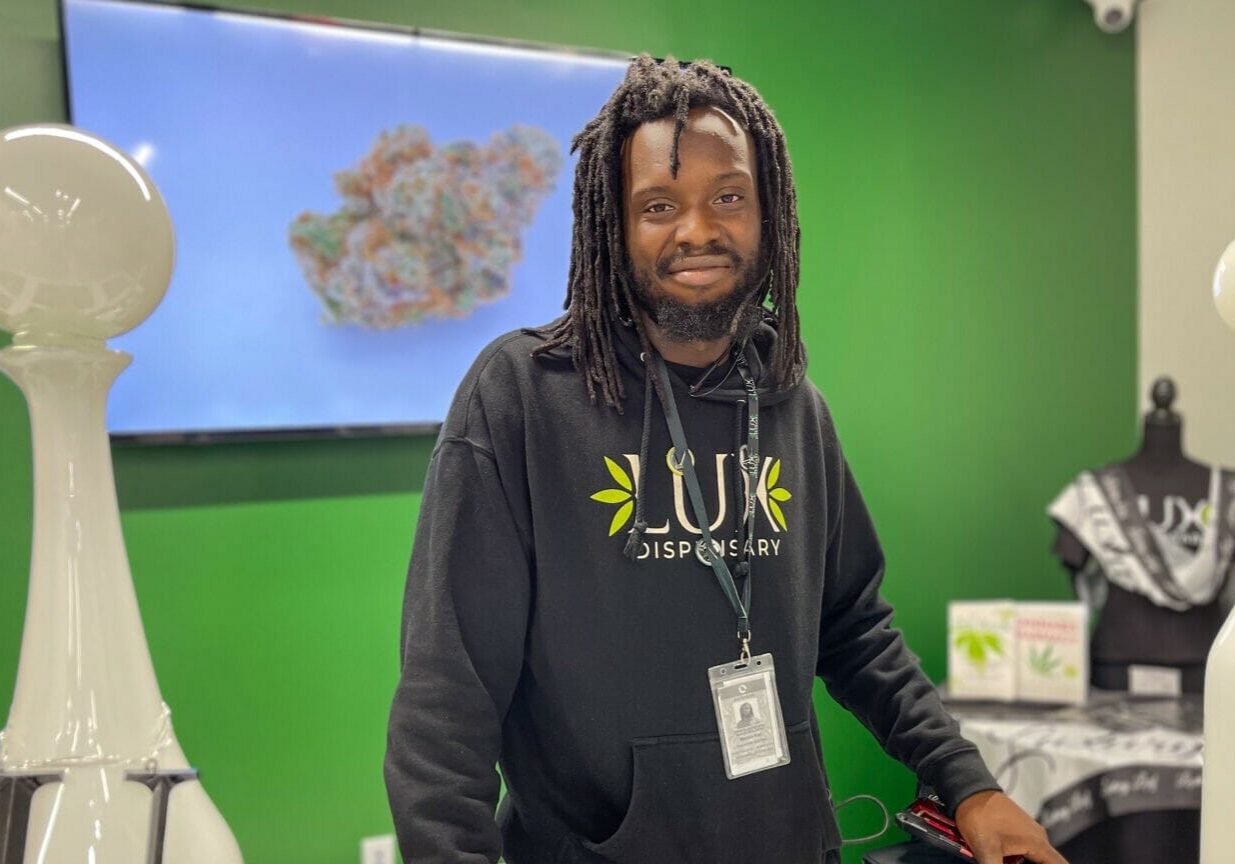 Marcus Kerr, a budtender and specialist at Luxury Leaf dispensary in St. Louis.