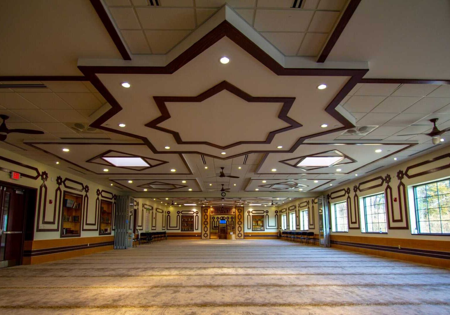 The main prayer hall at the Islamic Society of Greater Kansas City.