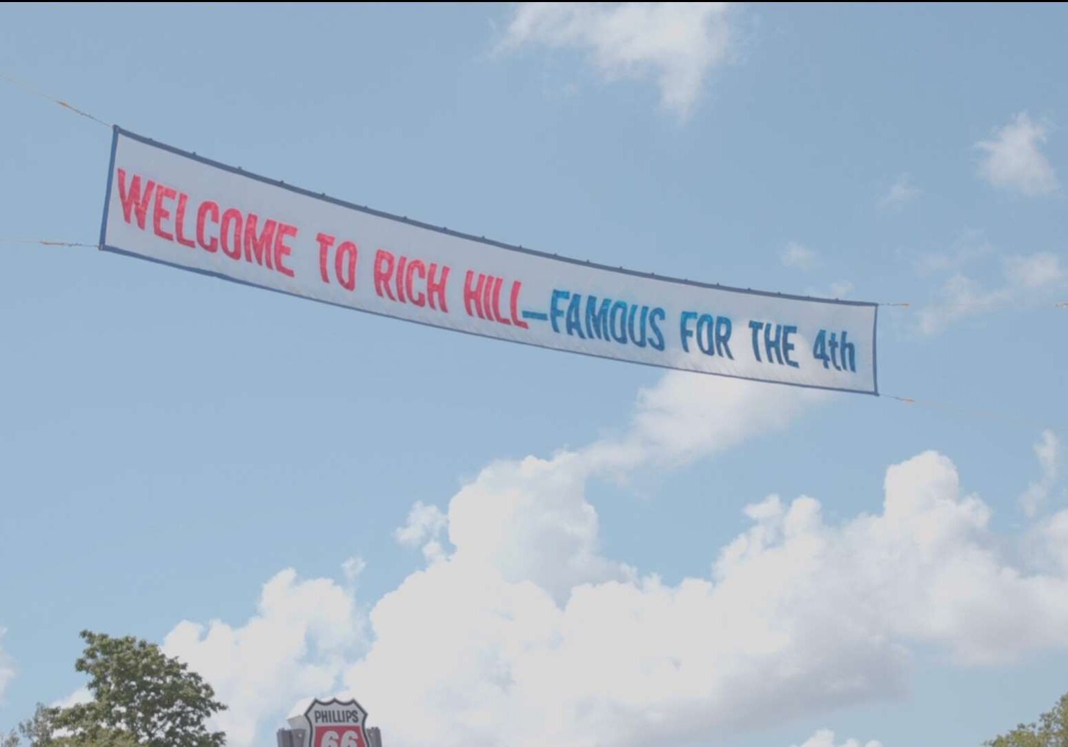 Welcome sign in Rich Hill, Missouri.