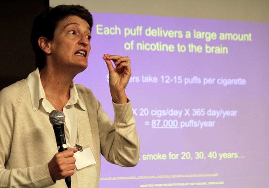Kim Richter, who runs the tobacco cessation program at the University of Kansas Medical Center in Kansas City, Kansas, says her average patient has been smoking for 29 years. (Photo: Dave Ranney | Heartland Health Monitor)