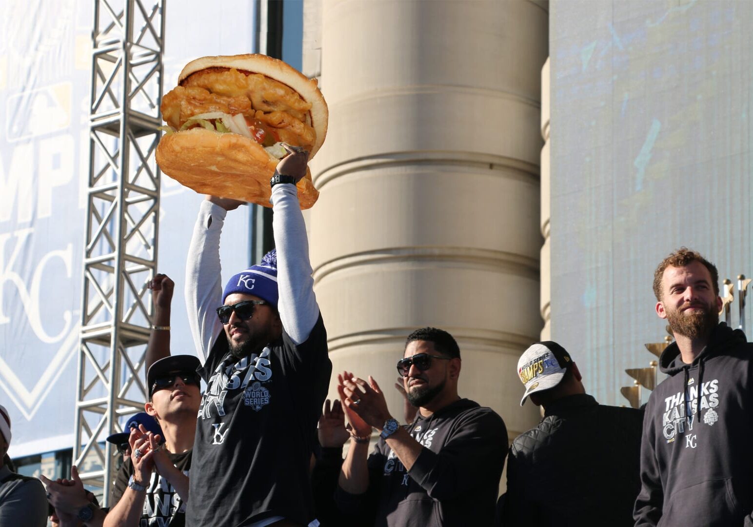 Christian Colon does the heavy lifting as we dream of a world where the Kansas City Royals are sandwiches. (Photo and photo illustration: Cole Blaise | Flatland)