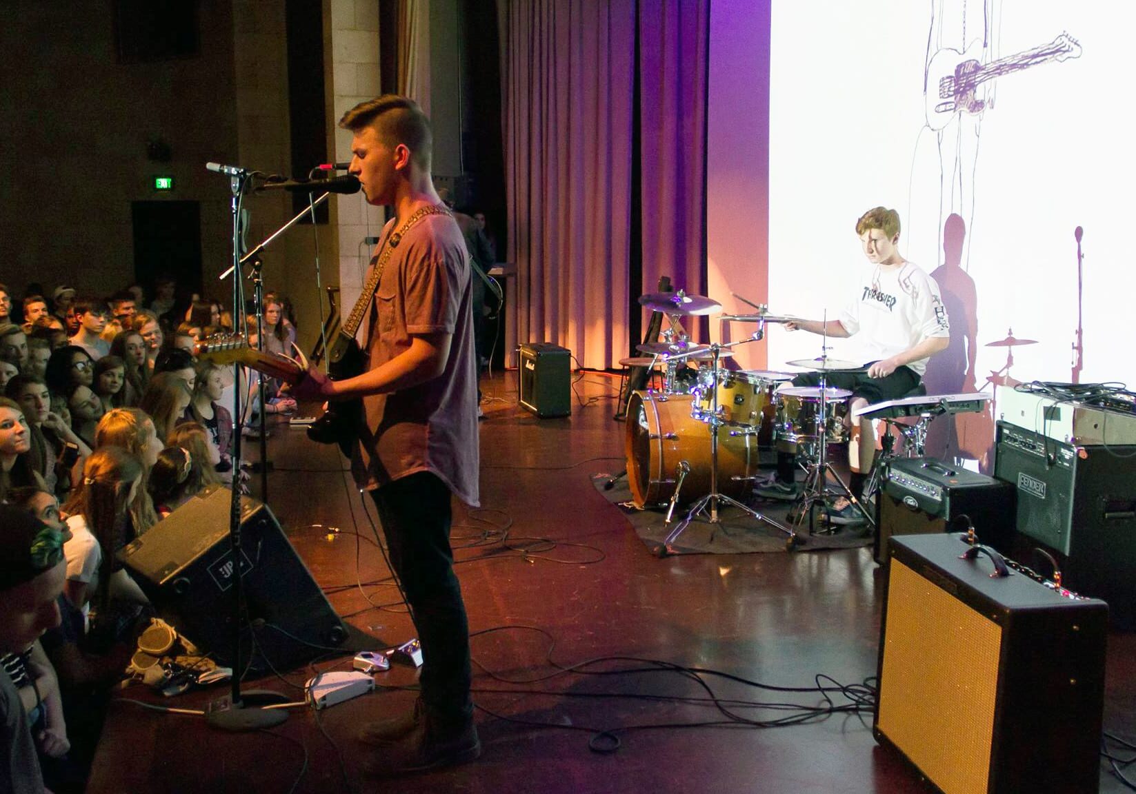 a band playing on stage