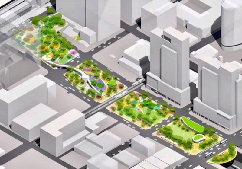 One of the three concepts for the South Loop Link project calls for keeping the downtown street grid intact, the others would close either Baltimore or Walnut.