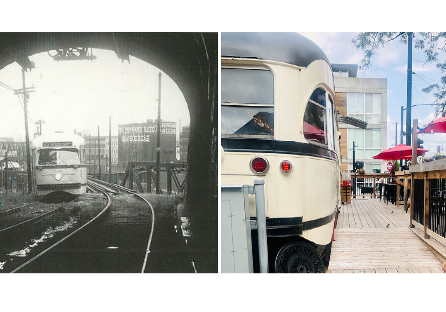 The Kansas City streetcar, then and now. (Image,leftt, from KSHB | Image, right, Ieshia Downton | Flatland)