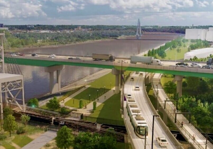 A pedestrian and bicycle bridge planned to run parallel to the KC Streetcar extension on Grand Viaduct is expected now to be completed in 2025.