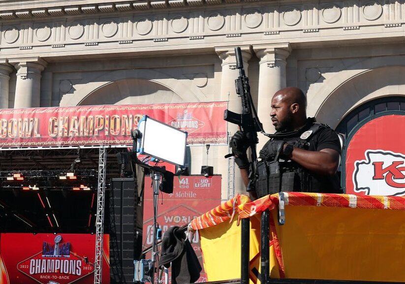 Law enforcement responds to a shooting at Union Station on Wednesday during the Kansas City Chiefs Super Bowl LVIII victory parade.
