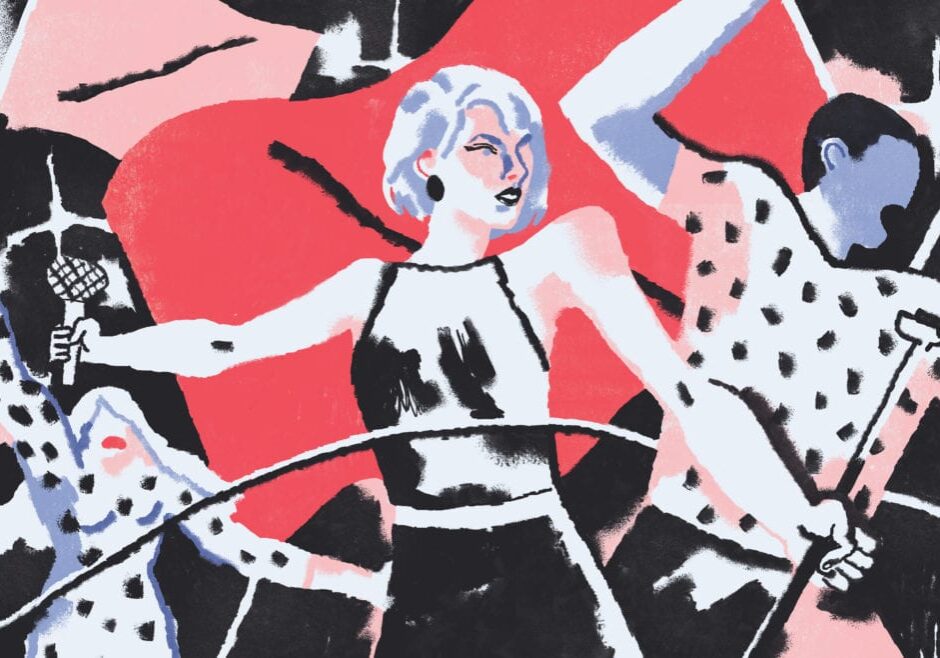 An illustration of Taylor Swift leading the charge