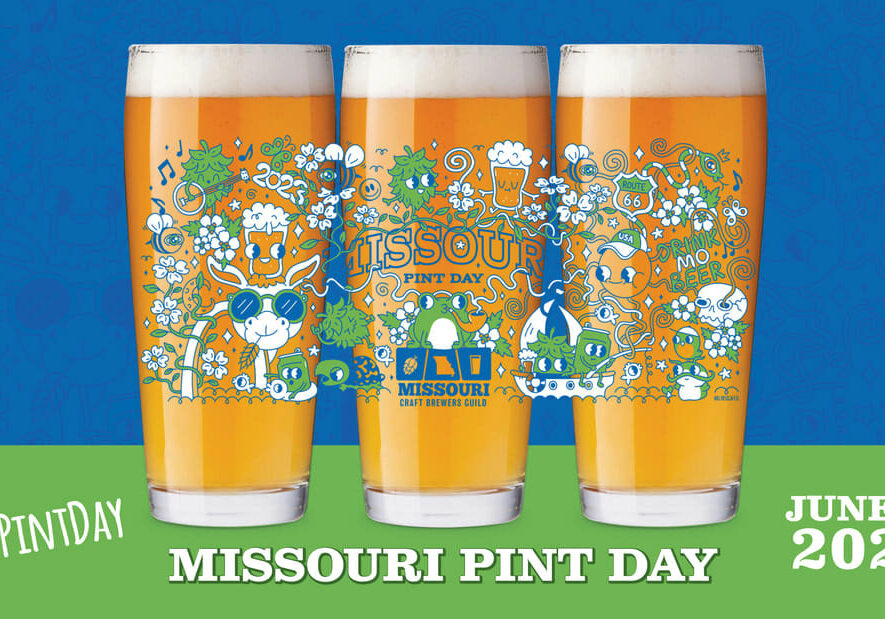 Beer glasses designed for Missouri Pint Day.