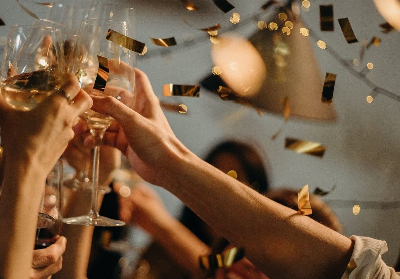 A New Year's Eve champagne toast.